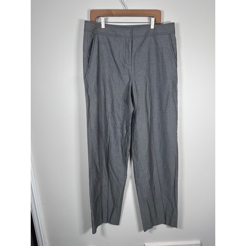 W by Worth Trousers Women 12 Grey Dark Academia Office Business Casual Wide Leg